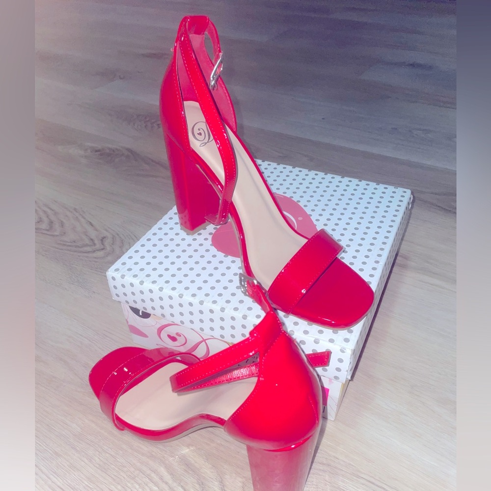 Red open toed heels